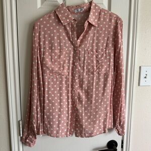 Fashion Nova Blush Polka Dot Shirt